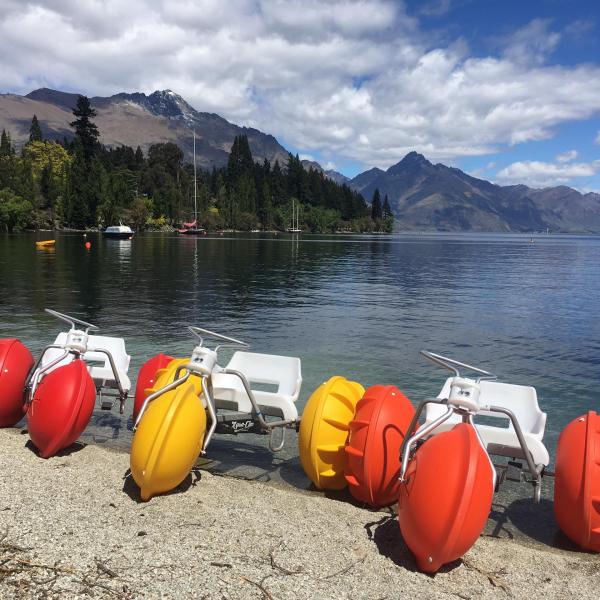 a raft next to a body of water