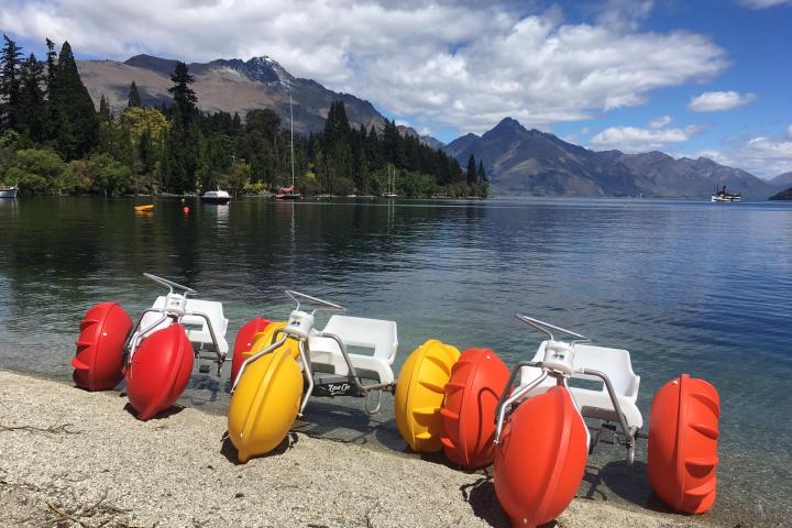 a raft next to a body of water